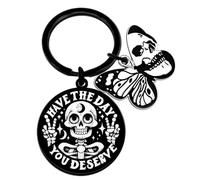 EoffIvan Porte-clés tête de mort - Cadeaux d'Halloween pour femme - Cadeau inspirant - Panier d'Halloween amusant - Cadeaux effrayants de sorcière pour fille - Porte-clés d'horreur en acier