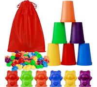 EOGRFW Jouets pour Comptage et Tri,67 Pièces Jouet Montessori 3 4 5 AnsJouets de Comptage Montessori pour Enfantsm,Jeu Montessori Ours de Comptage pour Apprendre à Compter Les Couleurs motricité Fine