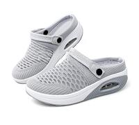 Eogrokerr Chaussures respirantes décontractées à coussin d’air à enfiler, Chaussures orthopédiques à coussin d’air à enfiler, Chaussures de marche pour diabétiques pour femmes, gris, 36 EU