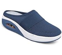 Eogrokerr Chaussures respirantes et décontractées à coussin d'air, chaussures orthopédiques à enfiler pour diabétiques pour femme, noir foncé, 38 EU