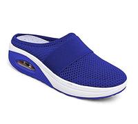 Eogrokerr Chaussures respirantes et décontractées à coussin d'air, chaussures orthopédiques à enfiler pour diabétiques pour femme, bleu, 39 EU