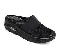 Eogrokerr Chaussures respirantes et décontractées à coussin d'air, chaussures orthopédiques à enfiler pour diabétiques pour femme, Noir , 40 EU