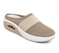 Eogrokerr Chaussures respirantes et décontractées à coussin d'air, chaussures orthopédiques à enfiler pour diabétiques pour femme, kaki, 37 EU