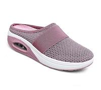 Eogrokerr Chaussures respirantes et décontractées à coussin d'air, chaussures orthopédiques à enfiler pour diabétiques pour femme, rose, 40 EU