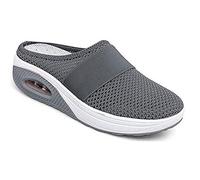 Eogrokerr Chaussures respirantes et décontractées à coussin d'air, chaussures orthopédiques à enfiler pour diabétiques pour femme, gris foncé, 38 EU