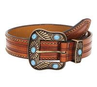 Eohak Ceinture de cowboy western en cuir turquoise pour homme et femme - Ceinture de cowgirl de style bohème pour jeans et pantalons, Brown-style1, Für 73-94 cm Taille