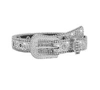 Eohak Ceintures en cuir avec strass pour homme et femme, Argenté, Large