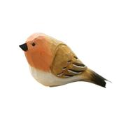 Eoixuqba 2 pièces en bois sculpté à la main, statue de rouge-gorge en bois de 8 x 4 x 5 cm, figurine d'oiseau sculpté, ornements de rouge-gorge, cadeaux mignons de décoration de bureau pour la maison,