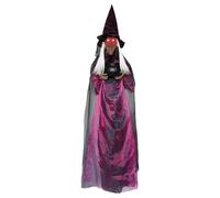 Eoixuqba Décorations de Sorcière Halloween | Sorcière Effrayante avec Yeux Criards pour Extérieur | Horreur Tenant Chaudron 180 cm pour Portail Arbre Jardin Fête