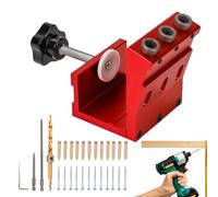 Eoixuqba Kit Gabarit de Perçage Invisible | Ensemble de Gabarit Guide de Perçage pour Trous Borgnes,d'Angle d'Assemblage à Degré Réglable avec Mèche à Étages pour la Fabrication de