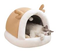Eoixuqba Lit pour chat - Lit fermé pour chaton chaud - Nid en peluche antidérapant pour chaton endormi petit chien chiot décoration d'intérieur ou d'extérieur appartement salon chambre à coucher