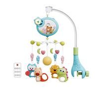 Eoixuqba Mobile musical pour berceau de bébé 45 x 54 cm avec fonction télécommande et veilleuses, animal rotatif à suspendre