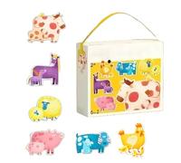 Eoixuqba Puzzle pour , jeu de table avec sac de transport, puzzles avec motifs d'animaux de la ferme et un sac de transport, pour l'intérieur, crèche, maternelle, maison, longs voyages