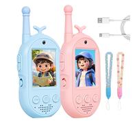 Eoixuqba Talkies-Walkies Vidéo pour,2 Pièces Jouet d'Extérieur - Portée 300 m Walkie-Talkies Rechargeables pour Filles avec 4 Effets Vocaux - pour Garçons et Filles 3-12 Ans Jeu Intérieur et
