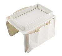 EOJDDPA Accoudoir de canapé Suspendu, Organisateur de télécommande de télévision, Sac de Rangement de canapé avec Plateau Porte-gobelet (Beige)