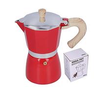 EOJDDPA Cafetière Moka Pot 300ML en alliage d'aluminium, poignée ergonomique, résistance aux hautes températures pour cuisinière à gaz, cuisinière à éthanol, four électrothermique, (Rouge)