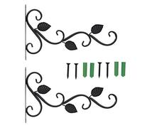 EOJDDPA Crochet de suspension mural en fer de style européen, support de suspension pour pots de fleurs, décoration de jardin, ornement noir blanc en option 2 pièces (Noire)