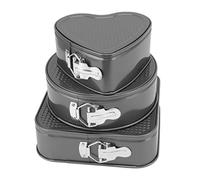 EOJDDPA Ensemble de 3 moules à gâteau en acier au carbone rond en forme de cœur carré à dégagement facile, double revêtement, ensemble de moules à charnière pour la cuisine, la cuisson du (18/20/22)