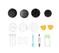 EOJDDPA Grille de grill, plateau à pizza, moule à gâteau, panier en acier inoxydable, silicone, acier au carbone, kit d'accessoires pour friteuse électrique pour appareils de cuisine de