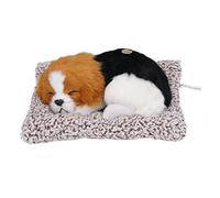 EOJDDPA Jouet Chien endormi réaliste, Adorable Chiot en Peluche réaliste avec Son pour Enfants garçons Filles, décoration d'intérieur, Cadeau 6,7x5,5 Pouces, Marron (Migru est Mort)