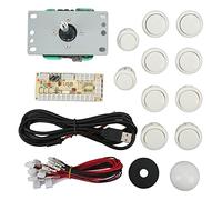 EOJDDPA Kit de joystick d' de contrôleur USB bricolage avec puce de contrôle Plug and Play pour console de jeu d' PC ordinateur métal ABS 8 x 30 mm 2 x 24 mm boutons-pression (Blanche)