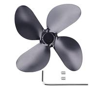 EOJDDPA Pale de ventilateur de cheminée de remplacement en alliage d'aluminium, lame de ventilateur universelle noire, alimentée par la chaleur, réglage automatique de la vitesse pour (4 feuilles)