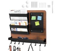 EOJDDPA Plaque à clés avec étagère et porte-lettres - Tableau à clés avec crochets, 8 porte-clés, étagère murale avec 2 boîtes aux lettres et tableau mémo, barre à clés pour couloir et connexion