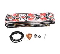 EOJDDPA Sangle de guitare brodée style jacquard vintage avec extrémités en cuir pour basse électrique acoustique