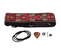 EOJDDPA Sangle de guitare brodée style jacquard vintage avec extrémités en cuir pour basse électrique acoustique