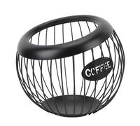 EOJDDPA Support de dosettes de café en fil métallique, panier de rangement de dosettes de café en fer de grande capacité pour comptoir de bar à café, organisateur de bureau, conception (Noire)