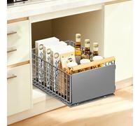 EOJDDPA Tiroir extensible pour cuisine - 1 pièce, système de tiroir télescopique avec extension complète, sans perçage, jusqu'à 25 kg, organisateur de tiroir pour armoires profondes, gris, 39,5 x 23,5