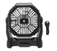 EOJDDPA Ventilateur de camping portable rechargeable par USB avec lanterne LED, batterie 10 400 mAh, pour camping, randonnée, activités de plein air, matériau ABS, 21 x 9 x 26 cm (Orange) (Noir)