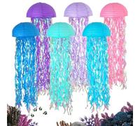 Eojpdji Lanternes Papier Méduses | Lanterne Papier Méduse Thème Sirène | 6 Pièces Guirlandes Colorées Réutilisables pour Fêtes Anniversaires Remises de Diplômes