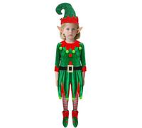 Eojpdji Tenue Lutin Noël Enfant 120-150cm, Déguisement De Noël Enfant Petit Assistant Du Père, Spectacle De Carnaval Elfes Du Père École Accessoire Jeu De Rôle