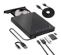 EOKEKE Lecteur Blu-Ray Externe 8 en 1, Portable Lecteur Blu Ray Externe, Lecteur DVD BD Graveur Blu Ray avec USB 3.0 Type-C, 3D DVD CD Graveur Optical Bluray Drive pour PC Windows 11 10 8 7