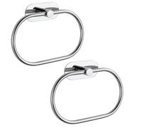 EOLAX Lot de 2 Anneaux Porte-Serviettes Autocollants pour Salle de Bain - Montage Mural - en Acier Inoxydable - Accessoires de matériel sans perçage - Porte-Serviettes Rond Moderne - Chromé