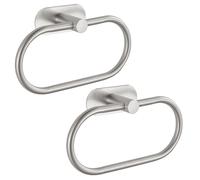 EOLAX Lot de 2 Anneaux Porte-Serviettes Autocollants pour Salle de Bain - Montage Mural - en Acier Inoxydable - Accessoires de matériel sans perçage - Porte-Serviettes Rond Moderne - Nickel Brossé