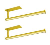 Eolax Lot de 2 Supports de Rouleau de Papier essuie-Tout sous Une Armoire de Cuisine, Auto-adhésif ou Mural avec Trous de perçage, en Acier Inoxydable SUS304 (Or)