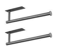 Eolax Lot de 2 Supports de Rouleau de Papier essuie-Tout sous Une Armoire de Cuisine, Auto-adhésif ou Mural avec Trous de perçage, en Acier Inoxydable SUS304 (Gris)