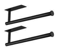 Eolax Lot de 2 Supports de Rouleau de Papier essuie-Tout sous Une Armoire de Cuisine, Auto-adhésif ou Mural avec Trous de perçage, en Acier Inoxydable (Noir)
