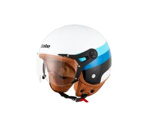 EOLE Casque Jet Bow Blanc & Bleu - Homologué ECE R 22.06 - Taille L (59-60cm)- Coque ABS