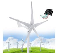 Éolienne 12 000 W CC 12 V/24 V/48 V, générateur avec kit 5 pales et contrôleur Hybride Solaire pour éoliennes, pour l'énergie Domestique