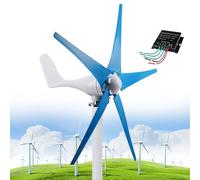 Éolienne 12 000 W CC 12 V/24 V/48 V, générateur avec kit 5 pales et contrôleur Hybride Solaire pour éoliennes, pour l'énergie Domestique