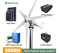 Éolienne à énergie gratuite, contrôleur MPPT gratuit, batterie, usage domestique, 3000W, 12V, 24V, 48V, 220V With Hybrid Control