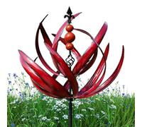 Éolienne de jardin en métal, moulin à vent rouge en métal, sculptures de vent d'extérieur sur piquet, éoliennes pour décoration de cour, jardin, pelouse