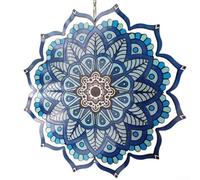 Éolienne d'extérieur en métal avec design 3D, décoration à suspendre en acier inoxydable avec crochet rotatif pour jardin, terrasse, balcon et cour (fleur)