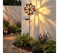 Lampe Extérieure Solaire Éolienne LED Pointe Boule de Jardin Crackle Or Argent