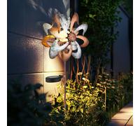 Lampe solaire Roue à vent Lampe solaire Piquet de terre Décoration de jardin Fiche de jardin solaire or argent, métal, LED blanc chaud, LxlxH 22x12x92 cm
