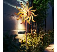 Éolienne Lampe Solaire D'Extérieur LED Décorative Verre Jardin Or Hauteur 92 CM