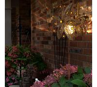 Lampe solaire Roue à vent Lampe solaire Piquet de terre Décoration de jardin Fiche de jardin solaire rouille, métal, LED blanc chaud, LxlxH 32x17,5x124 cm